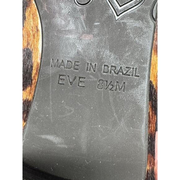 Brighton Eve Leopard Print Calf Hair Flats Sz 8.5 Shoes Leather Loafers Pointed - Picture 6 of 6